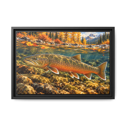 Autumn Char Bull Trout framed canvas, 18x12 size view