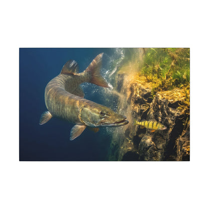 Muskie Drop-Off Chase canvas, 24x16 size view