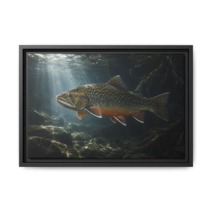 Shadow Pool Brook Trout framed canvas wall art, view 2
