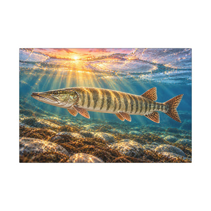 Ice-Out Sunrise Muskie Canvas wall art, view 2