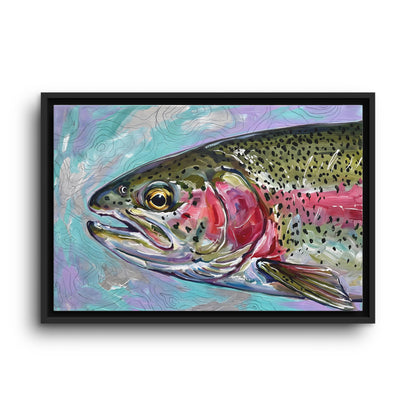 Legends Bold Close-Up River Rainbow Trout framed canvas wall art, view 2