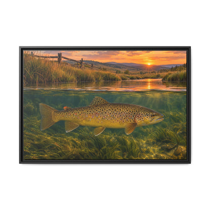 Meadow Over-Under Brown Trout framed canvas, 18x12 size view