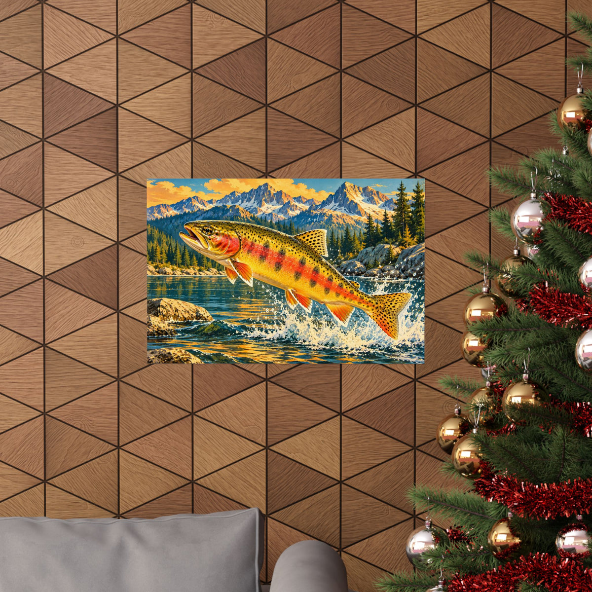 Leaping Through Alpine Waters Golden Trout poster wall art, view 6