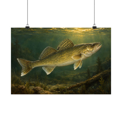 Classic Sporting Oil Walleye poster wall art, 24x16 size view