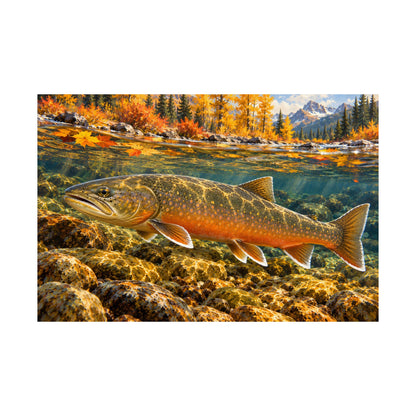 Autumn Char Bull Trout fishing poster close-up
