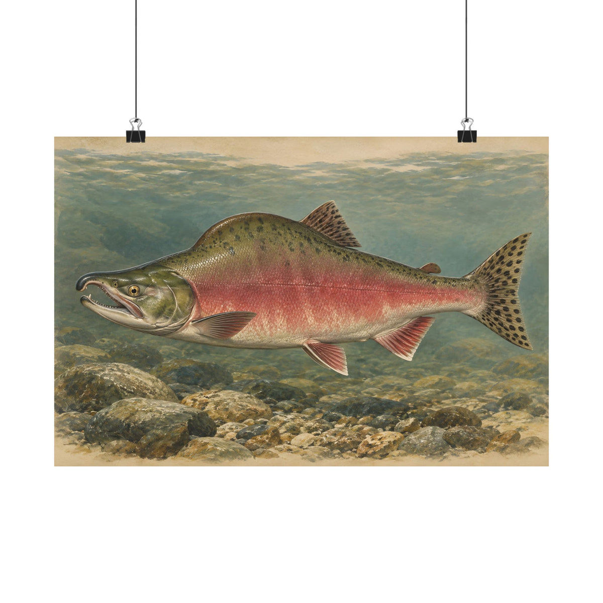 Riverbed Study Pink Salmon poster wall art, view 2