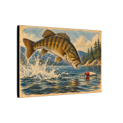 Antique Tackle Leaping Smallmouth Canvas wall art, view 4
