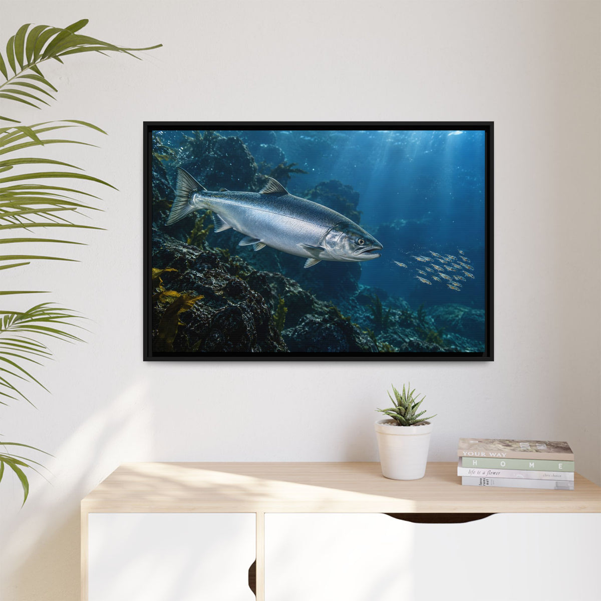 Autumn Glacier Run Atlantic Salmon framed canvas wall art, view 5