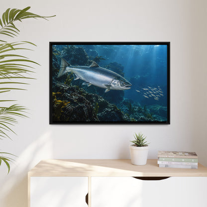 Autumn Glacier Run Atlantic Salmon framed canvas wall art, view 5
