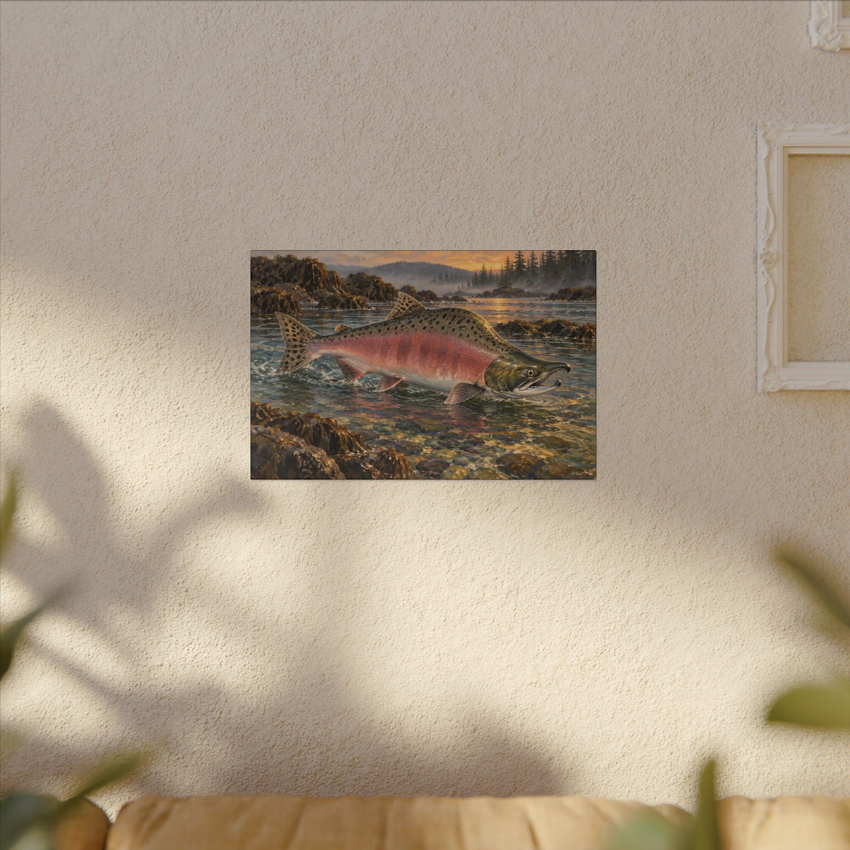 Alaskan Dusk Pink Salmon canvas wall art, view 5