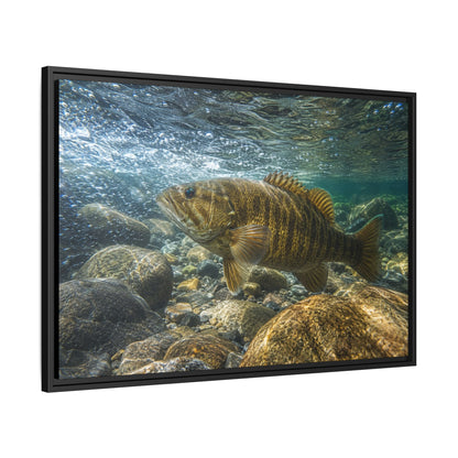 Current Seam Smallmouth Bass framed canvas wall art, view 4