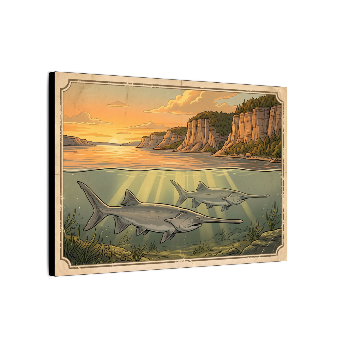 Paddlefish Below the Bluffs canvas wall art, view 4