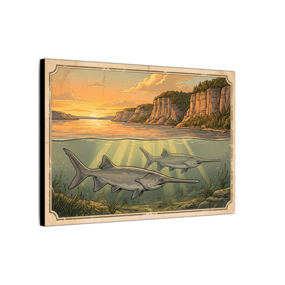 Paddlefish Below the Bluffs canvas wall art, view 4