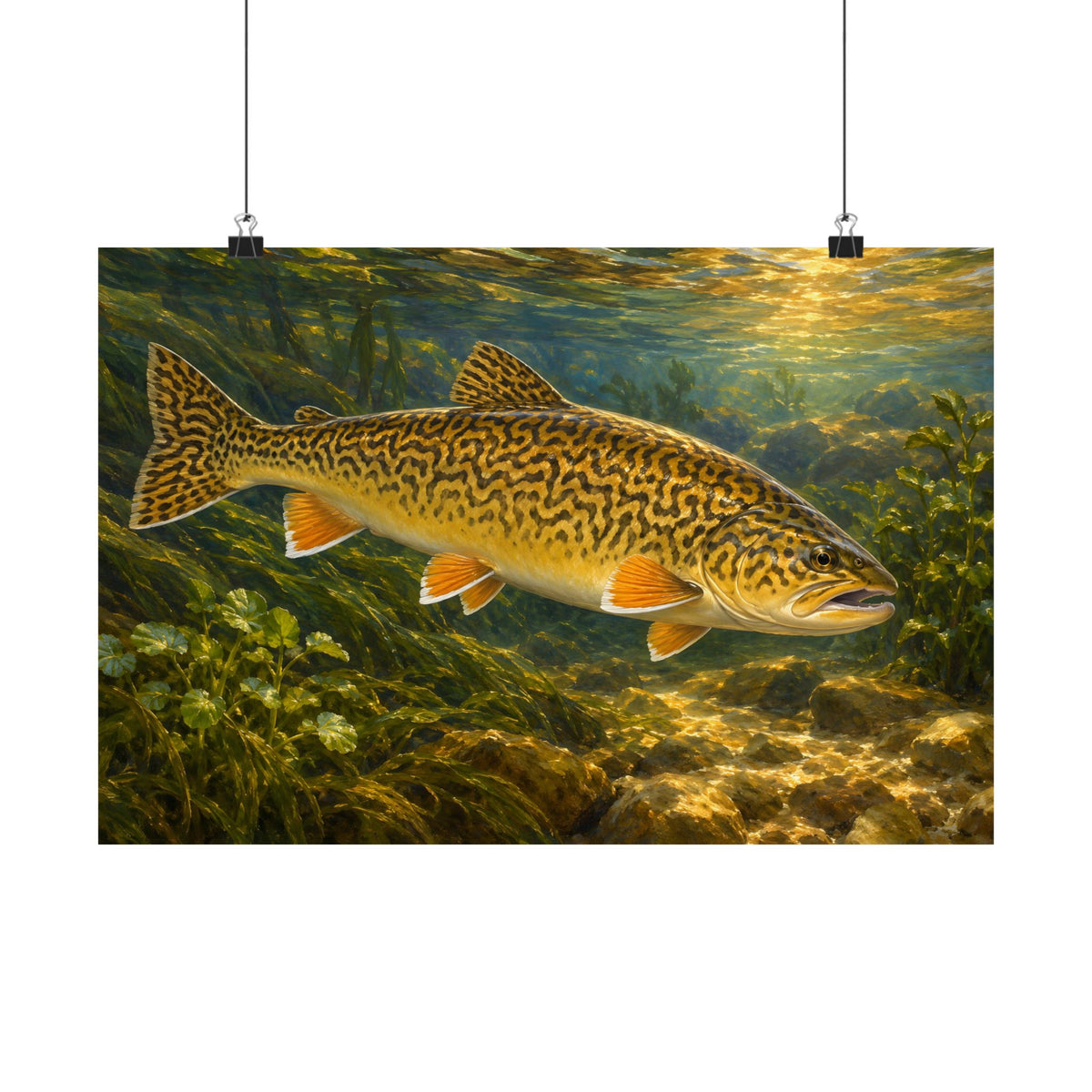 Golden Hour Watercress Tiger Trout poster wall art, view 2