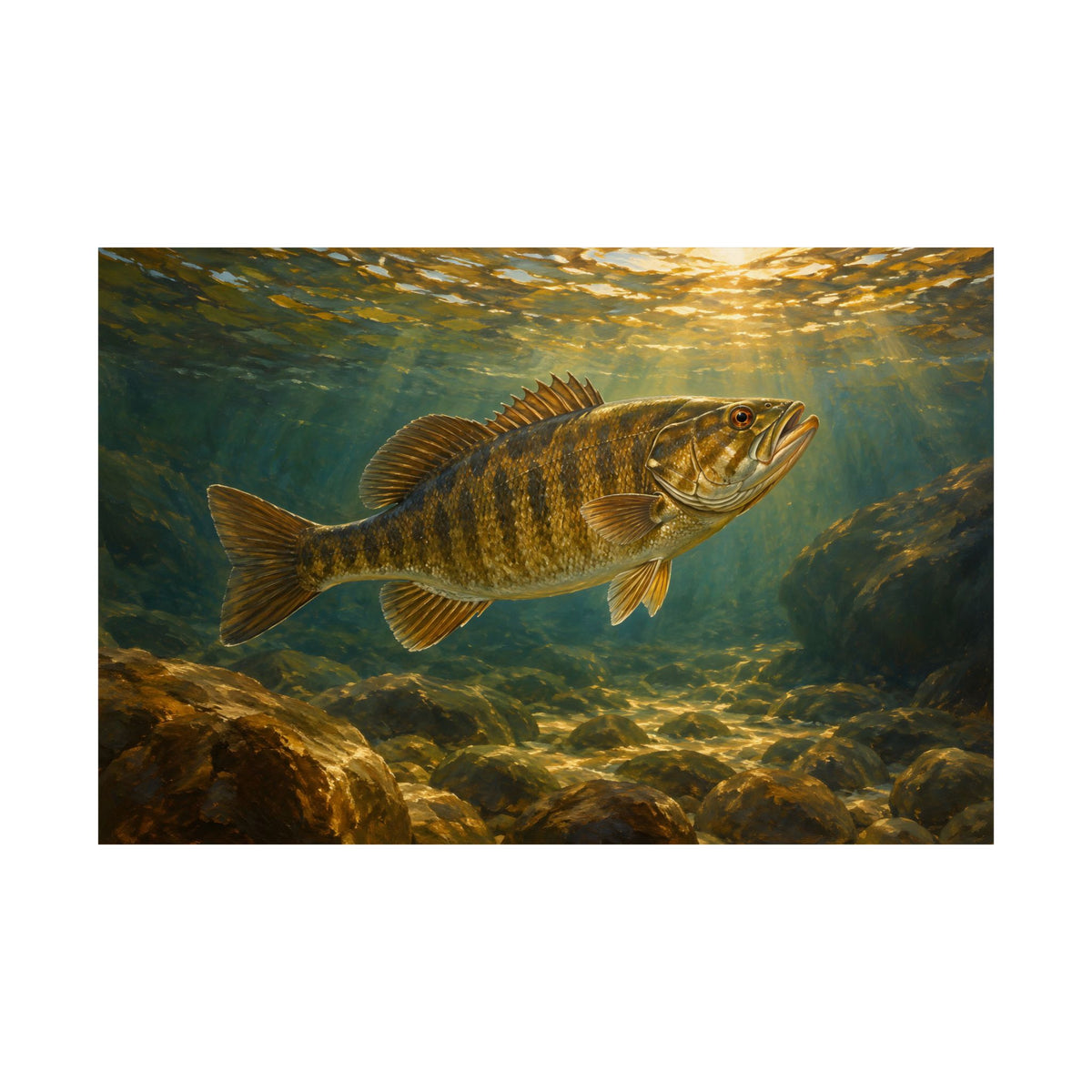Bronzeback Rising Smallmouth Bass poster wall art, view 4