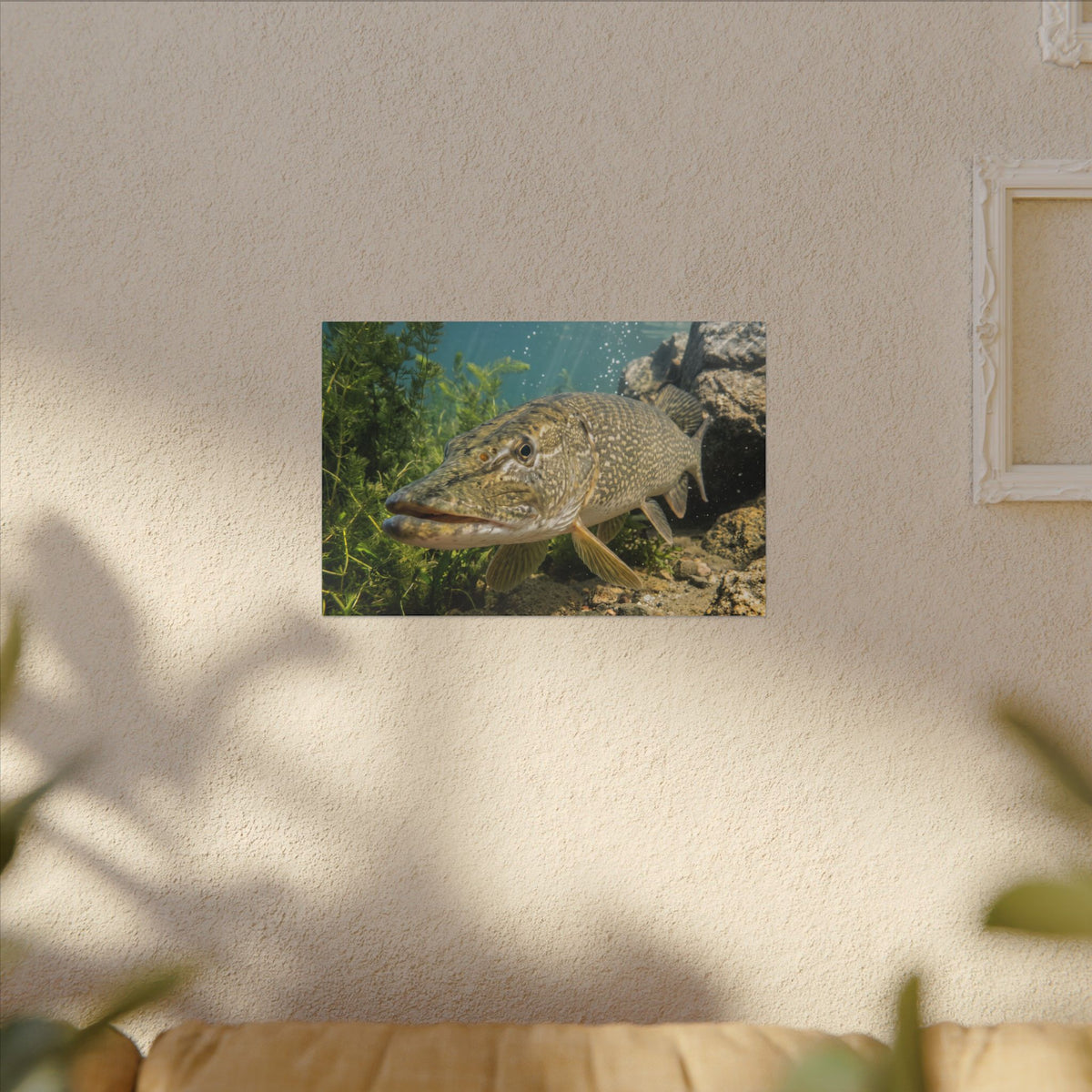 Northern Pike Clear Water Portrait Canvas — Limited Edition Wall Art for Anglers