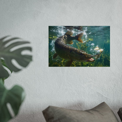 Northern Pike Spinnerbait Strike Fine Art Print — Museum-Quality Giclée for Anglers