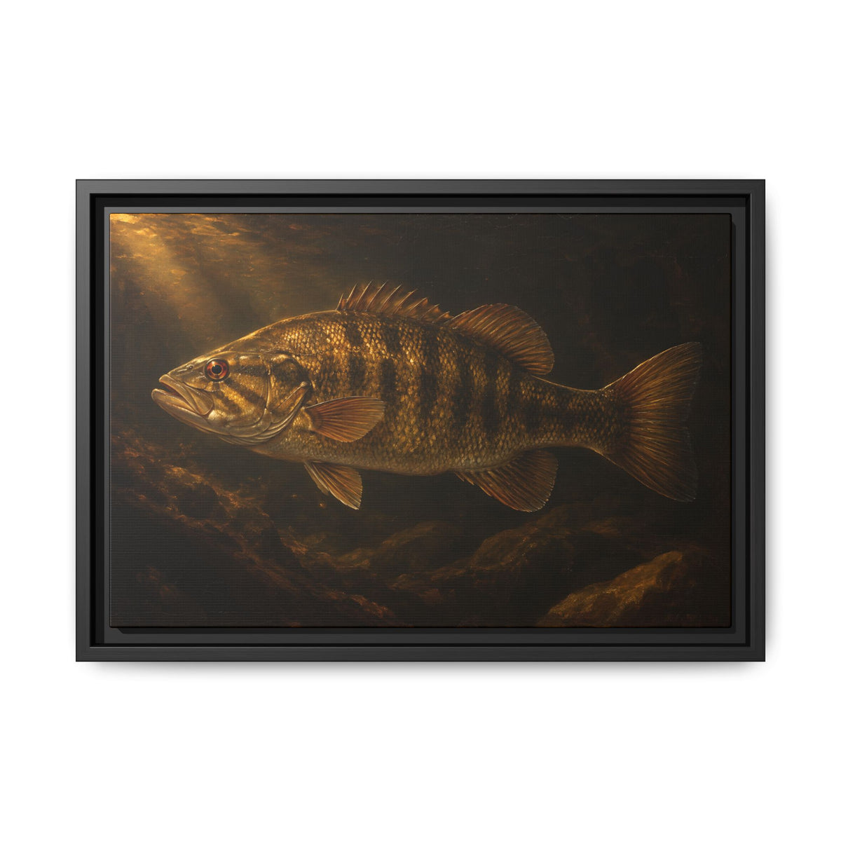 Old Master Lamplight Smallmouth Framed Canvas wall art, view 2
