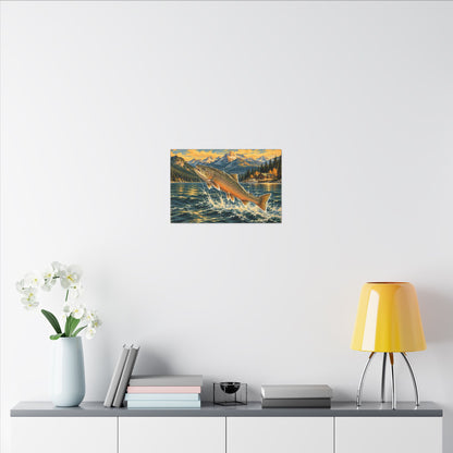 Northern Lake Lodge Bull Trout canvas in a home office