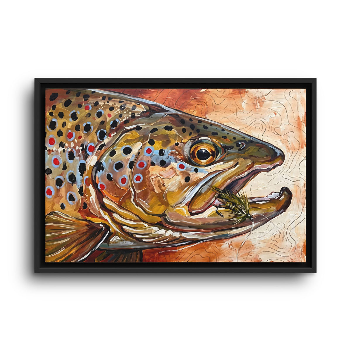 Legends Bold Close-Up Autumn Brown Trout framed canvas wall art, view 2
