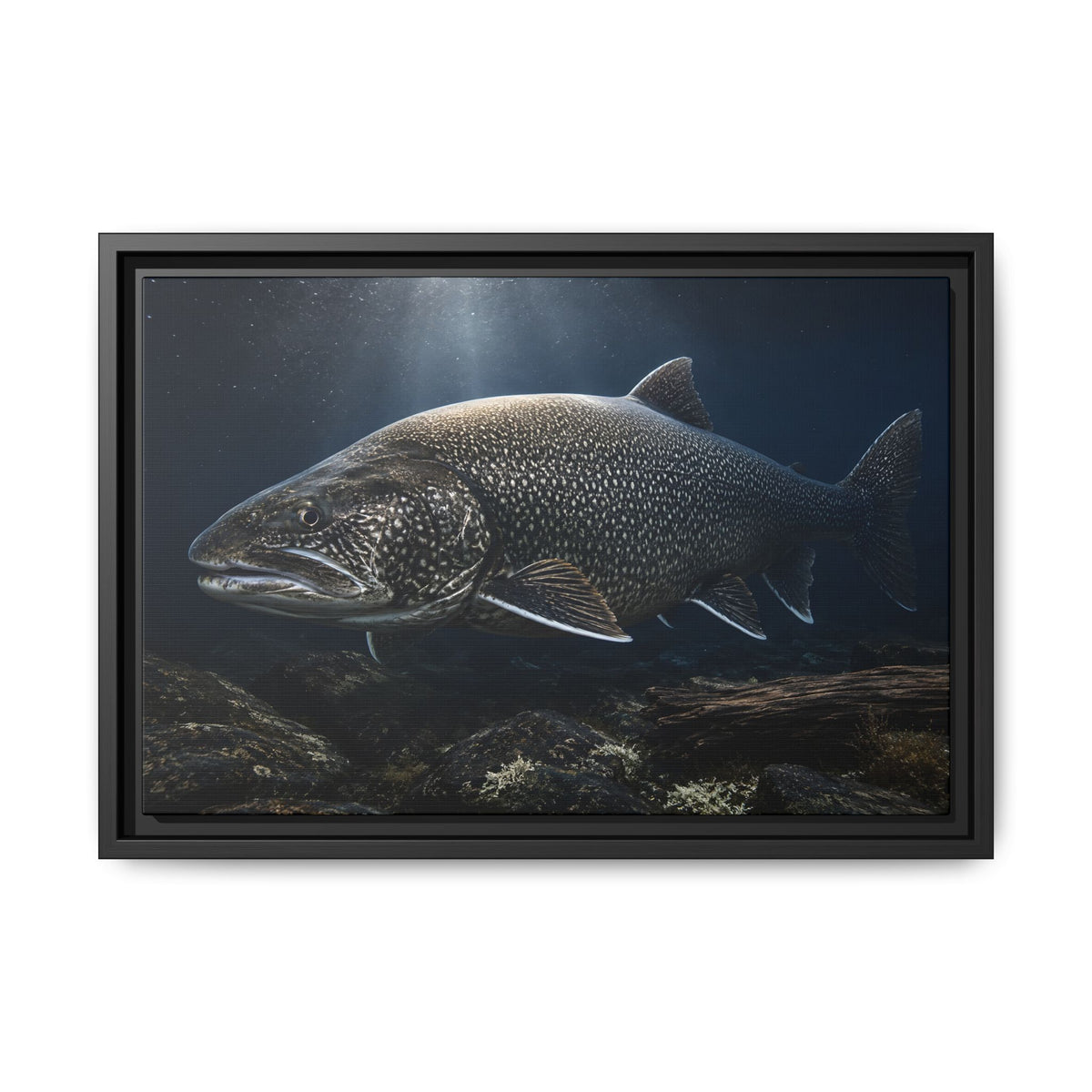 The Ancient One Lake Trout framed canvas wall art, view 2