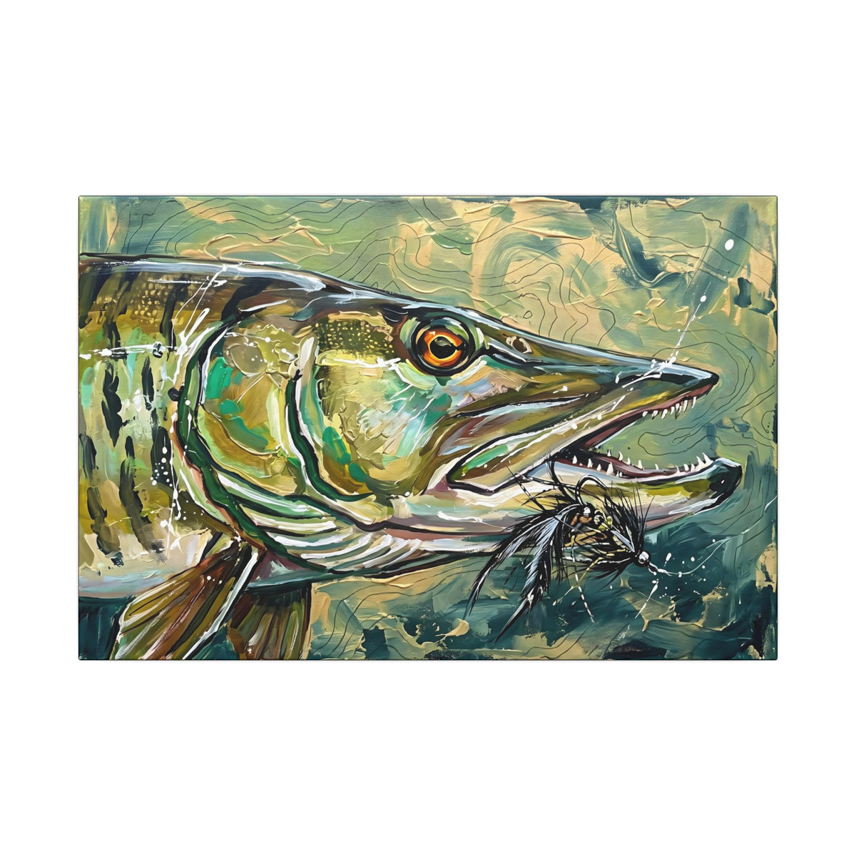 Legends Bold Close-Up Northwoods Muskie canvas wall art, view 2