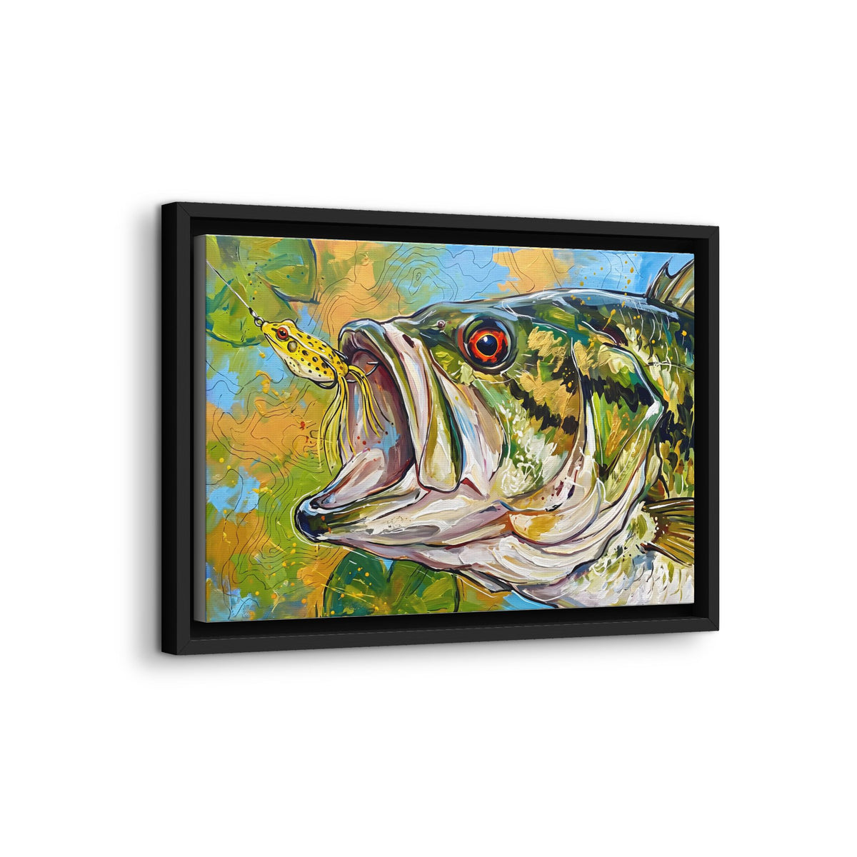 Legends Bold Close-Up Lily Pad Largemouth Bass framed canvas wall art, view 4