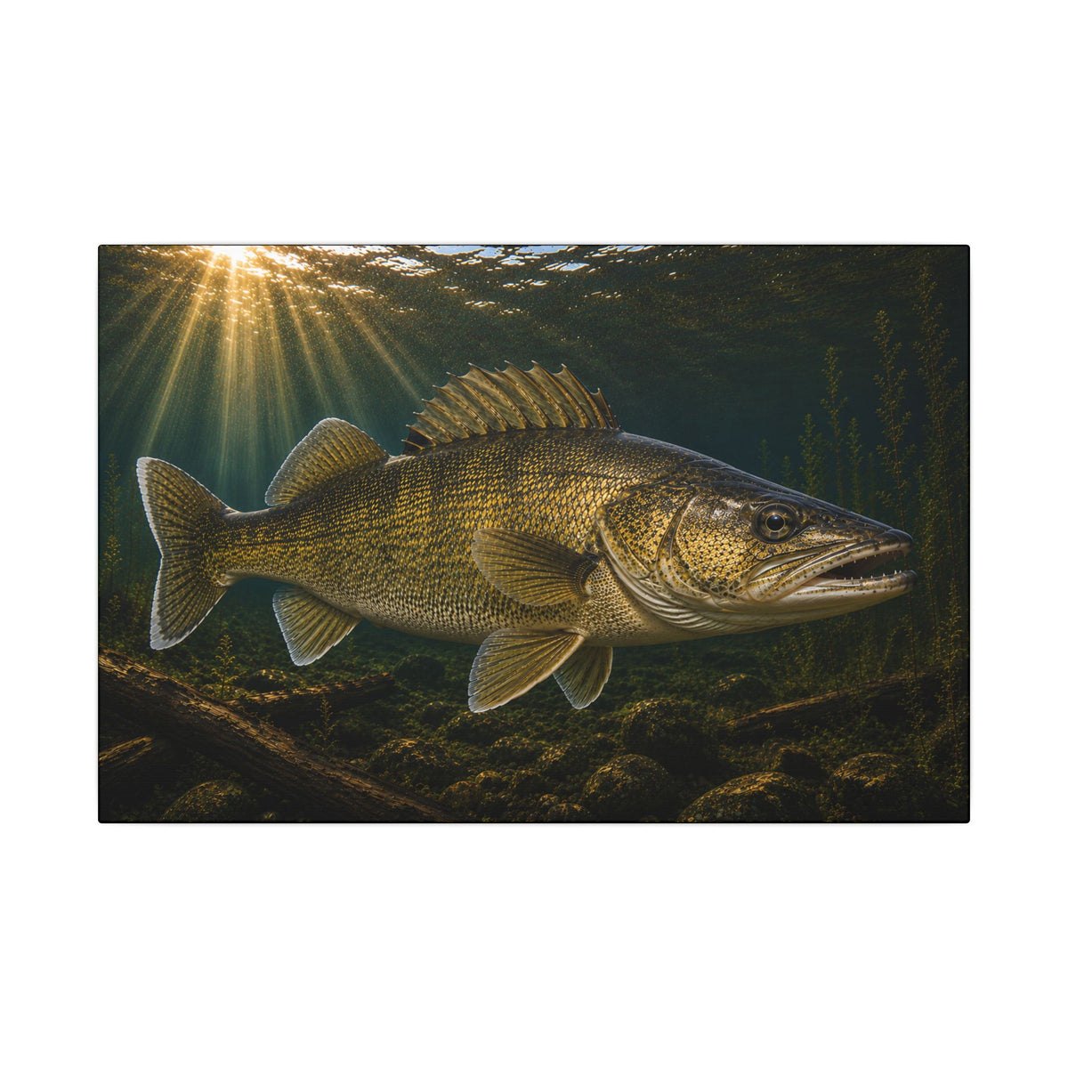 Golden Sunbeams Walleye canvas, 18x12 size view