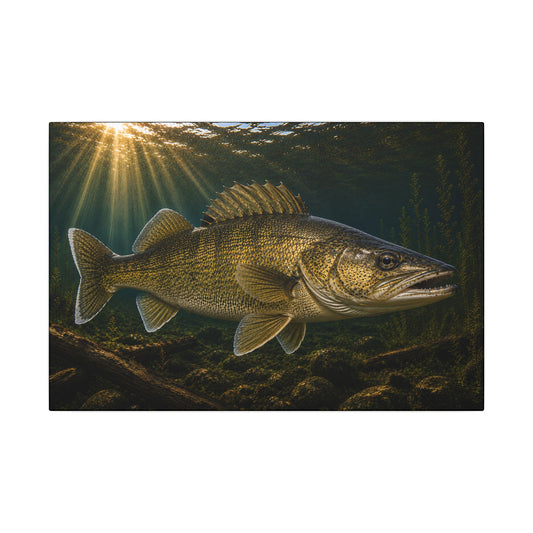 Golden Sunbeams Walleye canvas, 18x12 size view