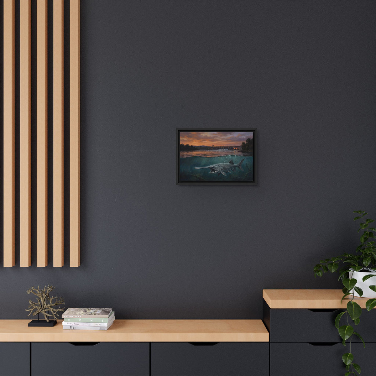 Paddlefish Spillway framed canvas wall art, view 6