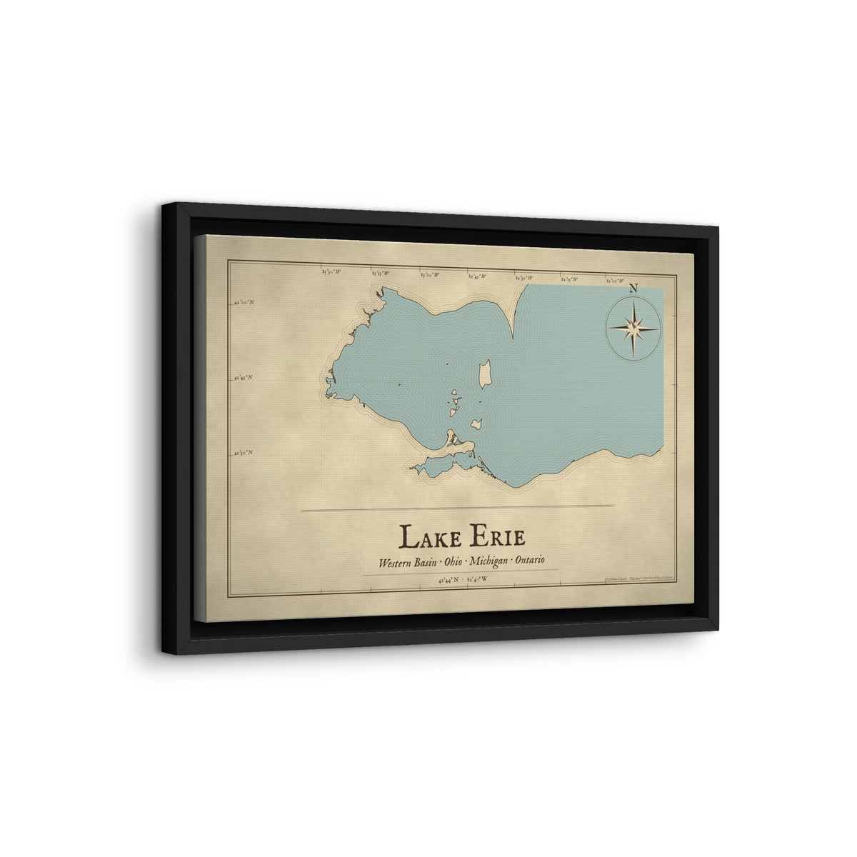 Lake Erie Western Basin Vintage Map framed canvas wall art, view 4