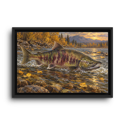 Autumn Riffle Chum Salmon framed canvas wall art
