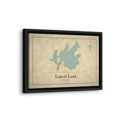 Leech Lake Vintage Map framed canvas wall art, view 4