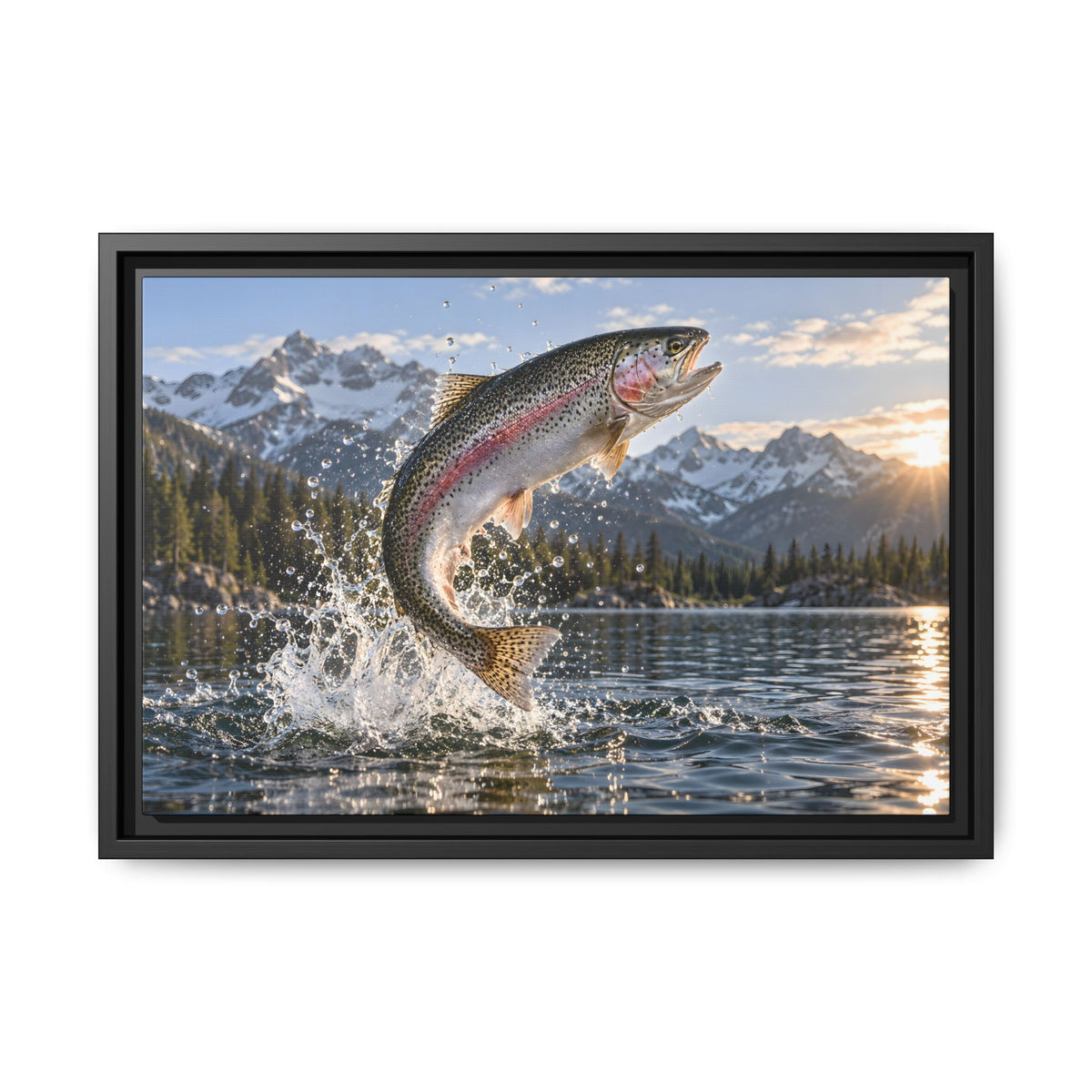 Alpine Thunder Rainbow Trout framed canvas wall art, view 2