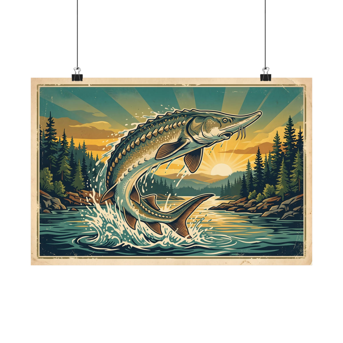 Sturgeon Sunrise Breach poster wall art, view 2