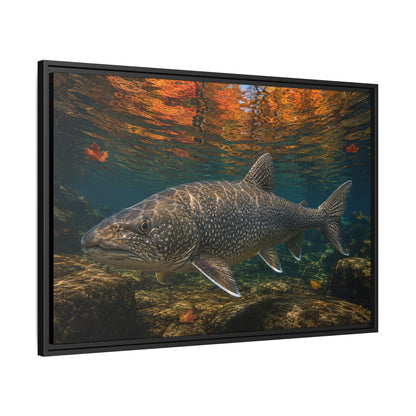 Autumn Granite Lake Trout framed canvas wall art, view 4