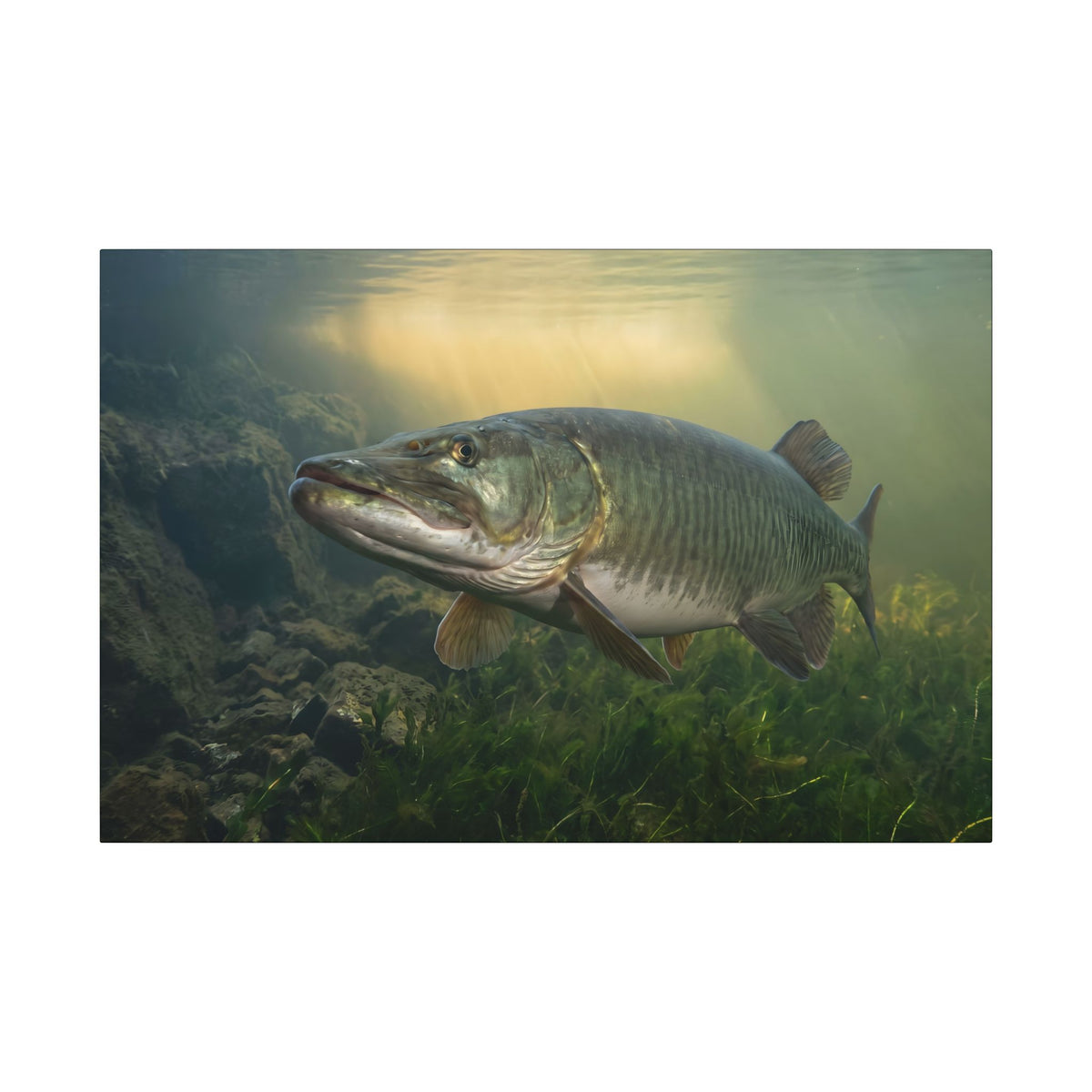 Golden Weed Line Hover Muskie canvas, 36x24 size view