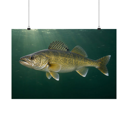 Big Water Trophy Walleye poster wall art, 18x12 size view