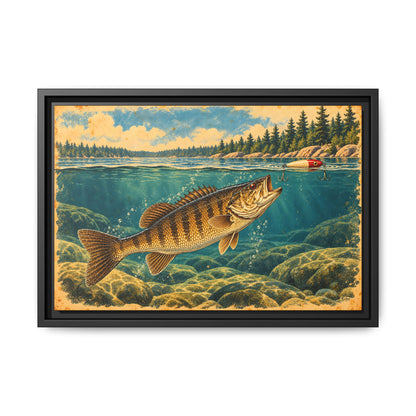 Vintage Topwater Smallmouth Framed Canvas wall art, view 2