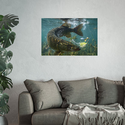 Northern Pike Turning Strike Fine Art Print — Museum-Quality Giclée for Anglers