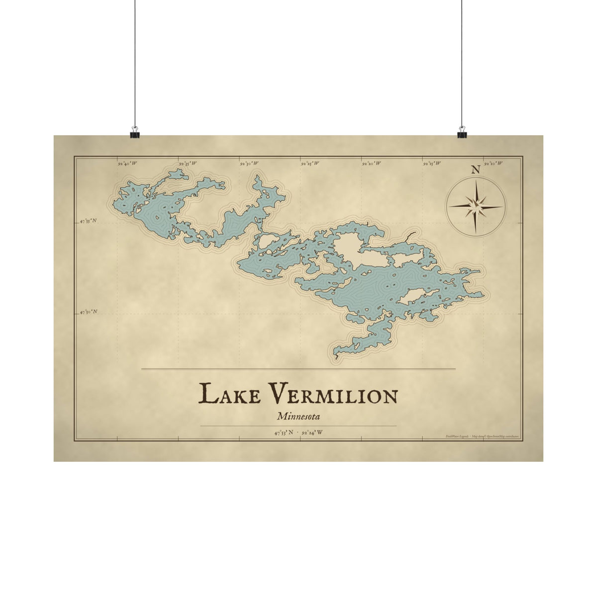 Lake Vermilion Vintage Map poster wall art, view 3