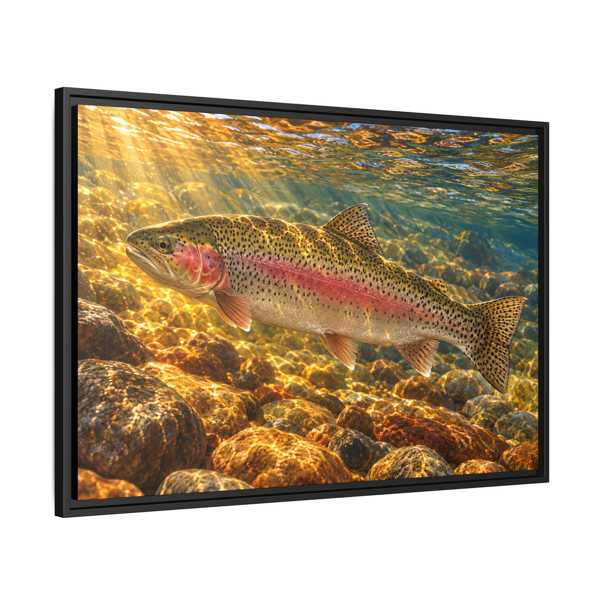Golden Riffle Rainbow Trout framed canvas wall art – photo 4