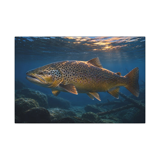 Blue Hour Giant Brown Trout canvas wall art