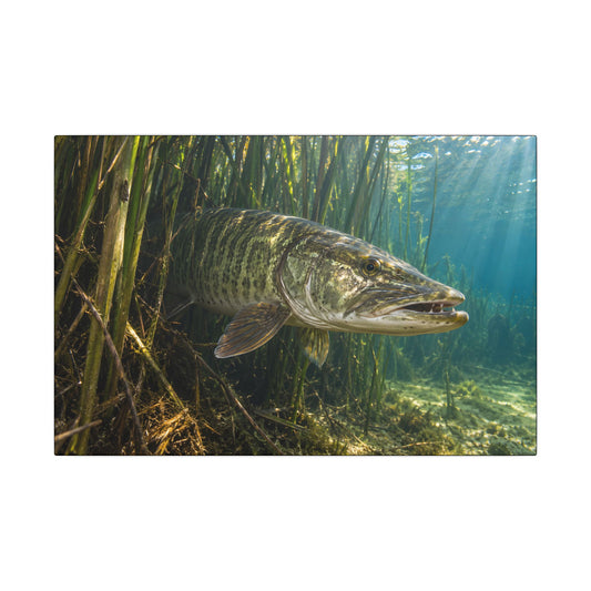 Reeds Mouth Open Muskie canvas, 18x12 size view