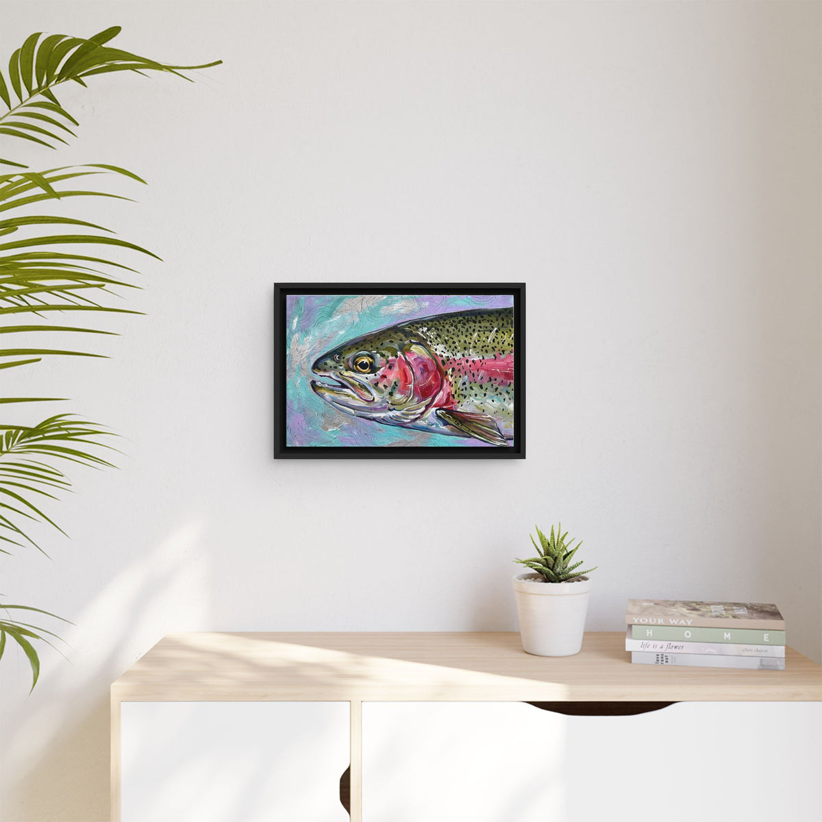 Legends Bold Close-Up River Rainbow Trout framed canvas wall art, view 5