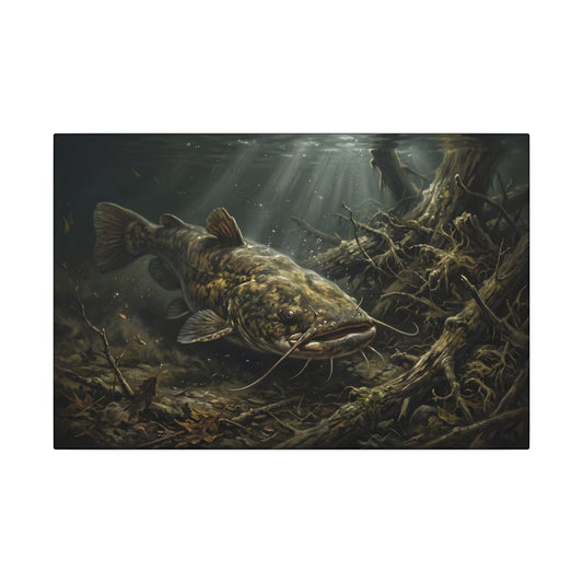 Flathead Catfish Log Jam canvas wall art