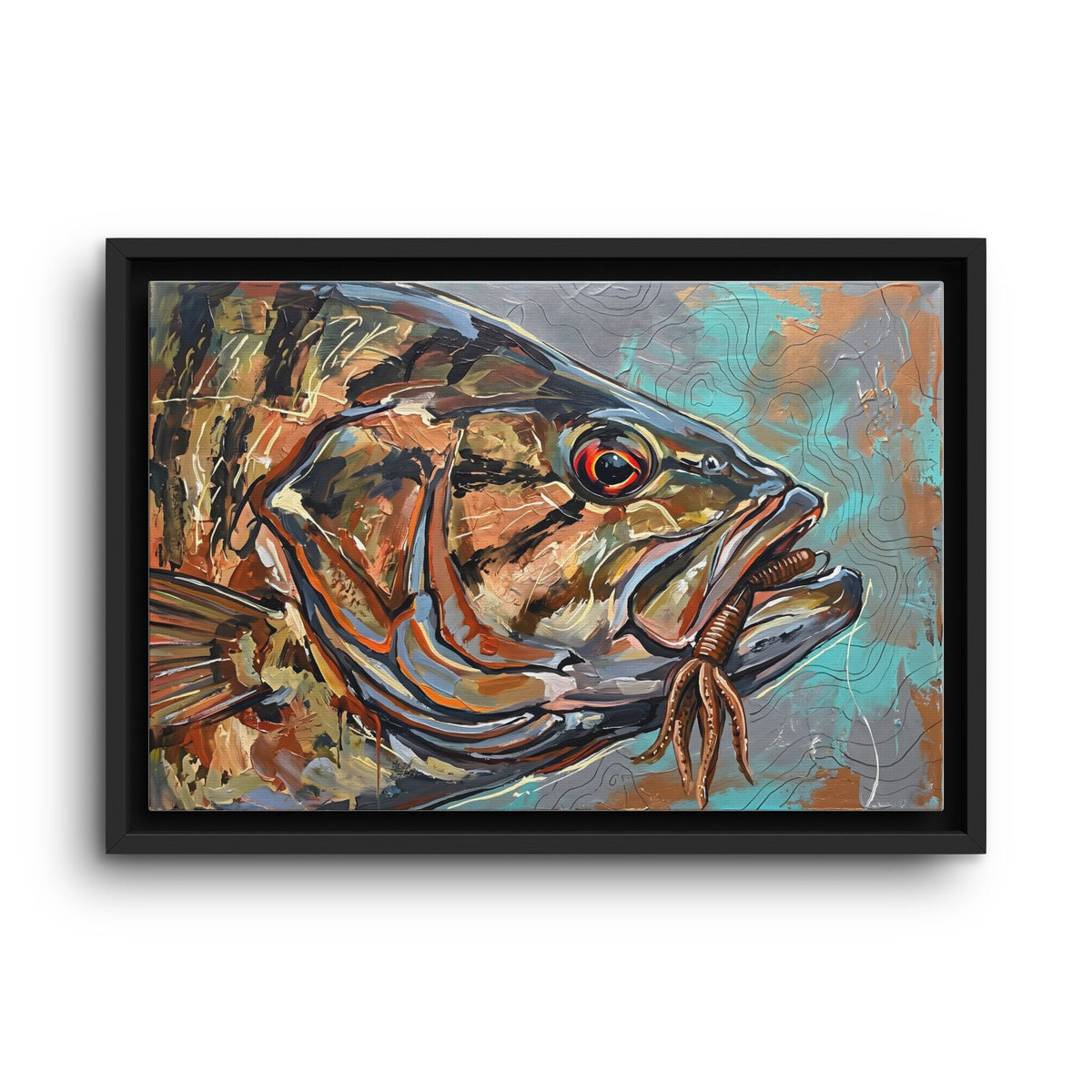 Legends Bold Close-Up Rocky Point Smallmouth Bass framed canvas wall art