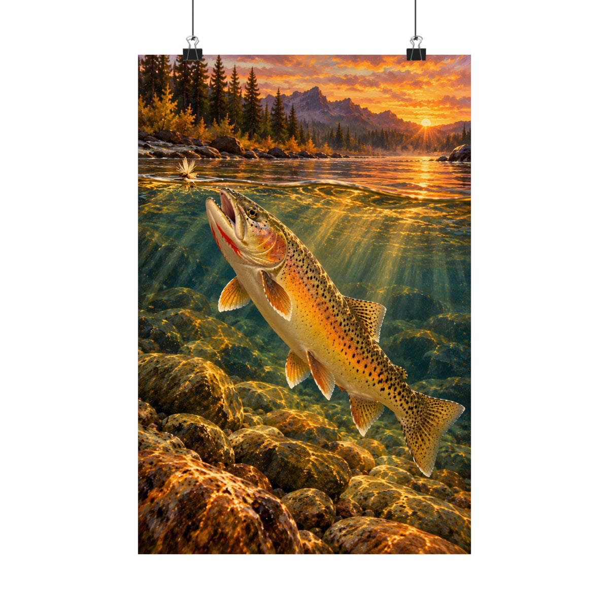 Red Throat at Dusk Cutthroat Trout vertical poster wall art, 12x18 size view