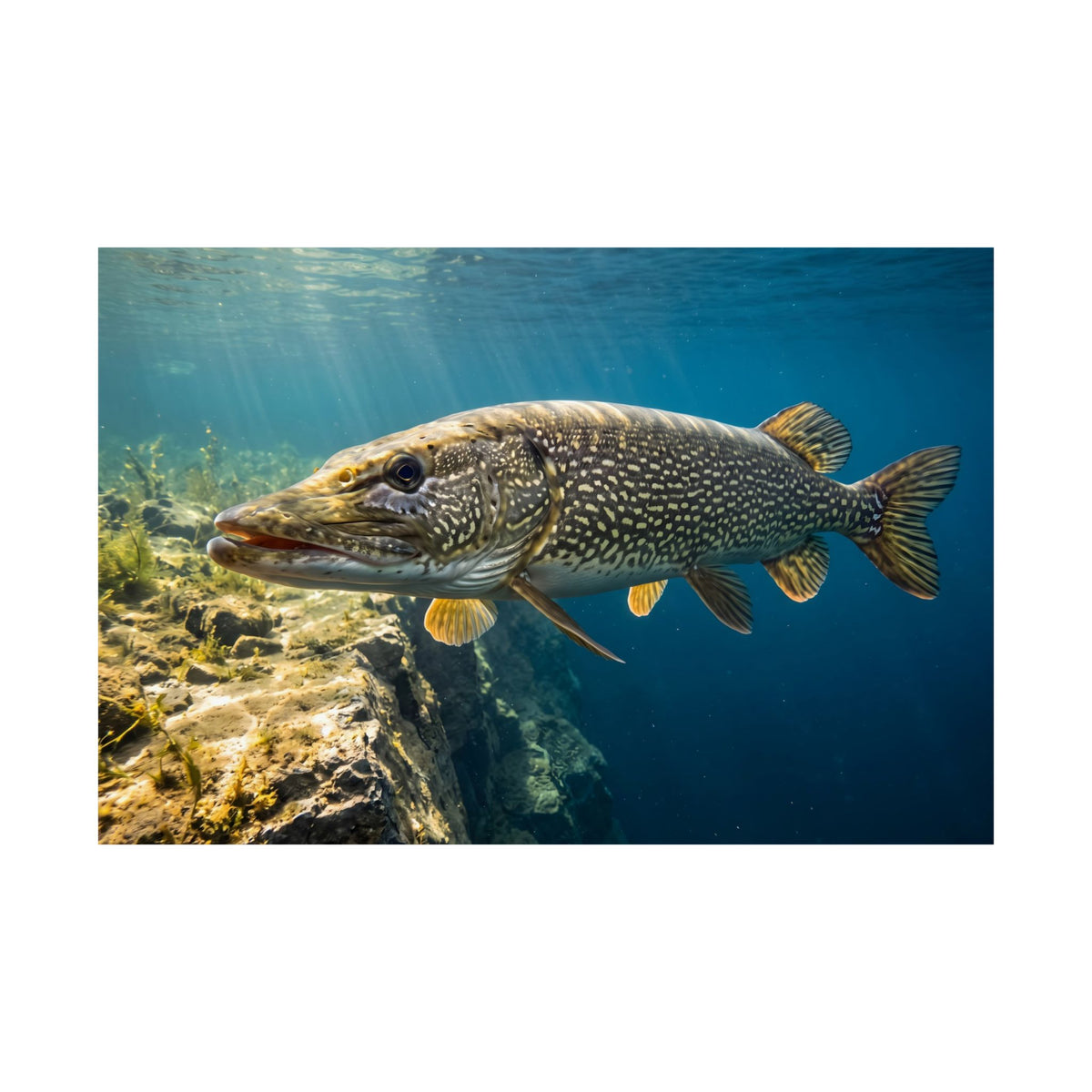 Northern Pike Deep Water Cruise Poster — Trophy Wall Art for Anglers