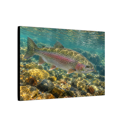 Sunlit Gravel Run Rainbow Trout canvas wall art, view 4